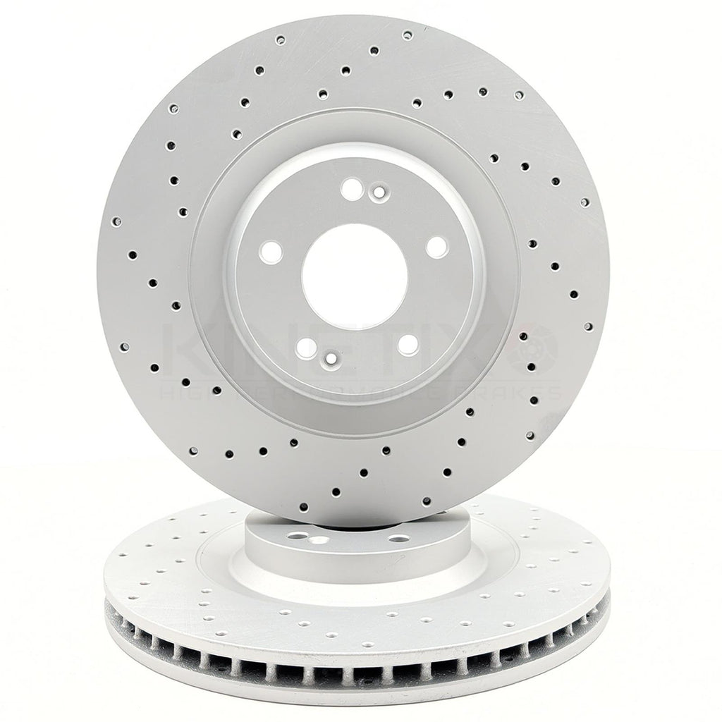 FOR HYUNDAI i30N 2017- FRONT PERFORMANCE CROSS DRILLED BRAKE DISCS PAIR 345mm