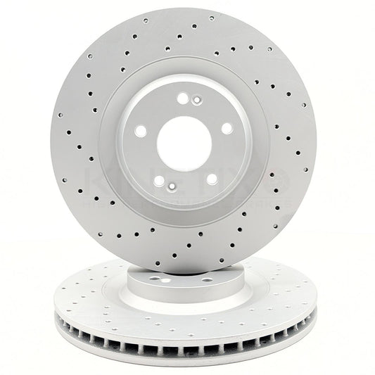 FOR HYUNDAI i30N 2017- FRONT PERFORMANCE CROSS DRILLED BRAKE DISCS PAIR 345mm