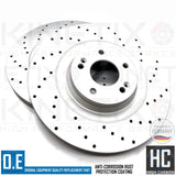 FOR HYUNDAI i30N 2017- CROSS DRILLED FRONT BRAKE DISCS ADL BLUEPRINT PADS 345mm