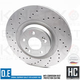 FOR HYUNDAI i30N 2017- FRONT PERFORMANCE CROSS DRILLED BRAKE DISCS PAIR 345mm