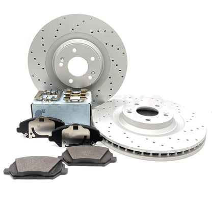 FOR HYUNDAI i30N 2017- CROSS DRILLED FRONT BRAKE DISCS ADL BLUEPRINT PADS 345mm