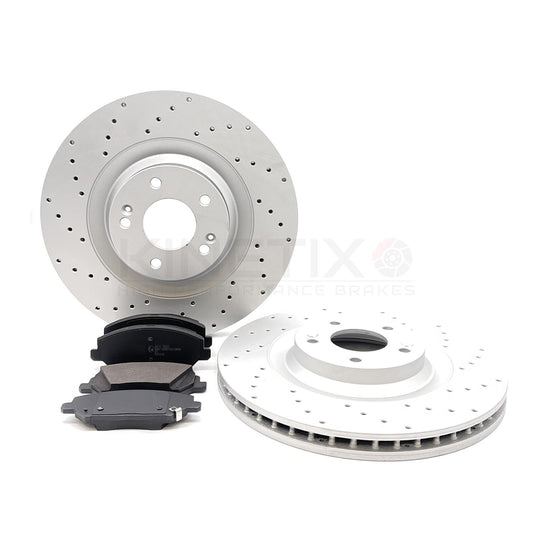 FOR HYUNDAI i30N 2017- CROSS DRILLED PERFORMANCE FRONT BRAKE DISCS PADS 345mm