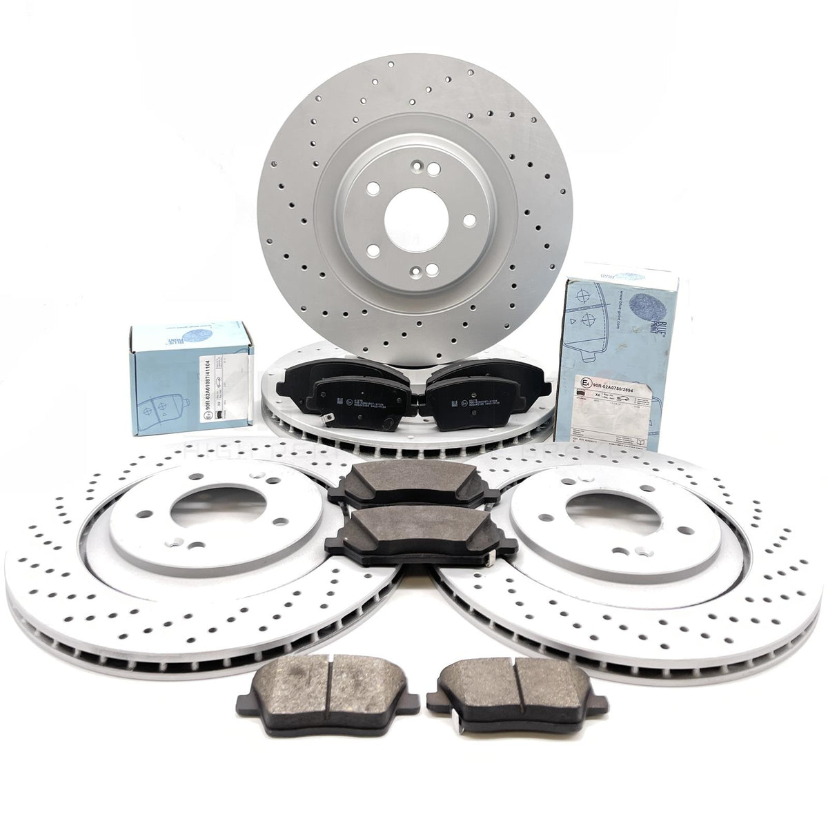 FOR HYUNDAI i30N 2.0N FRONT REAR DRILLED BRAKE DISCS BLUE PRINT PADS 345mm 314mm