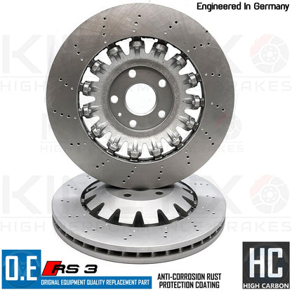 FOR AUDI RS3 8V 2017- FRONT DRILLED COATED BRAKE DISCS PAIR 8V0615301P 370mm