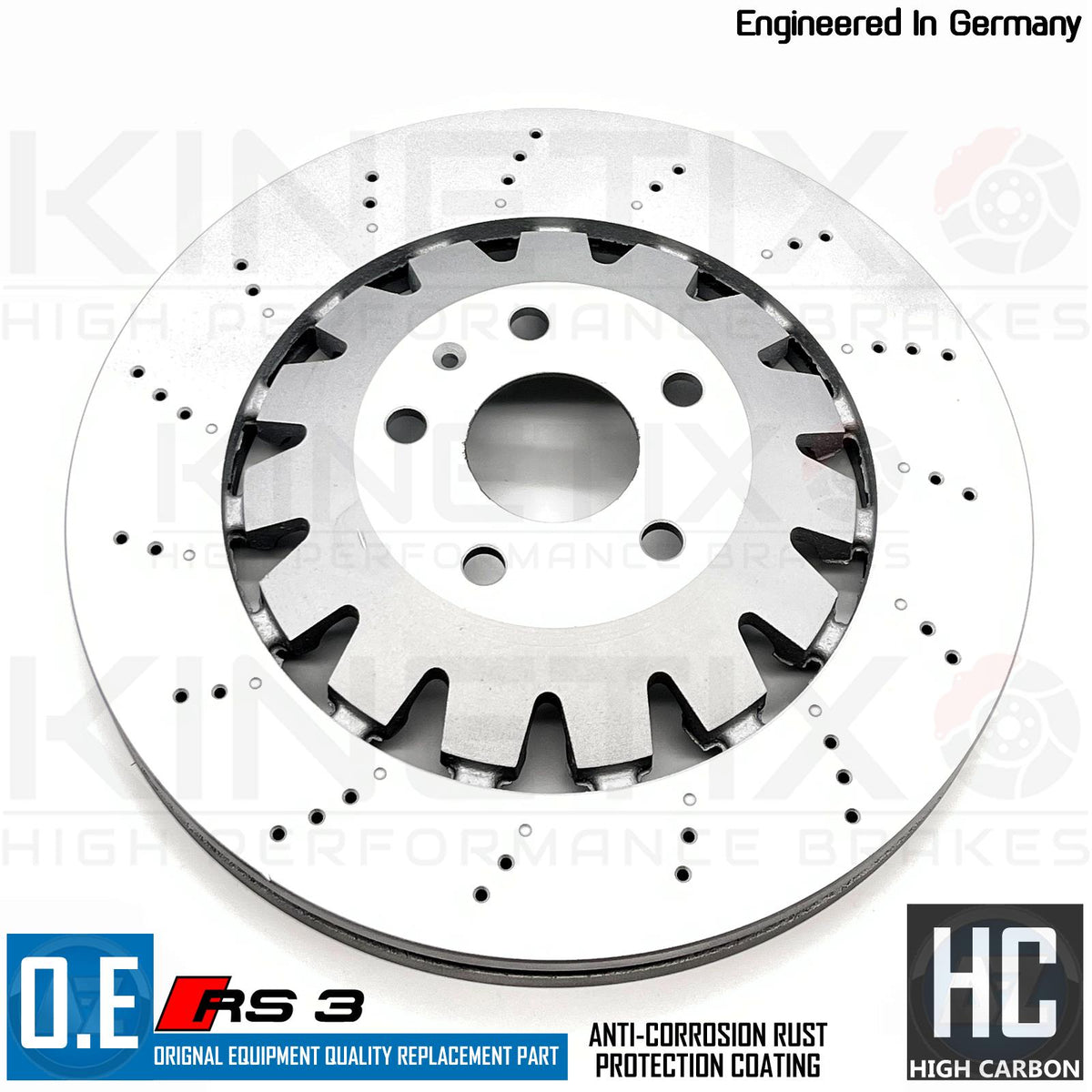 FOR AUDI RS3 8V 2017- FRONT DIMPLED DRILLED BRAKE DISCS APEC PADS 8V0615301P