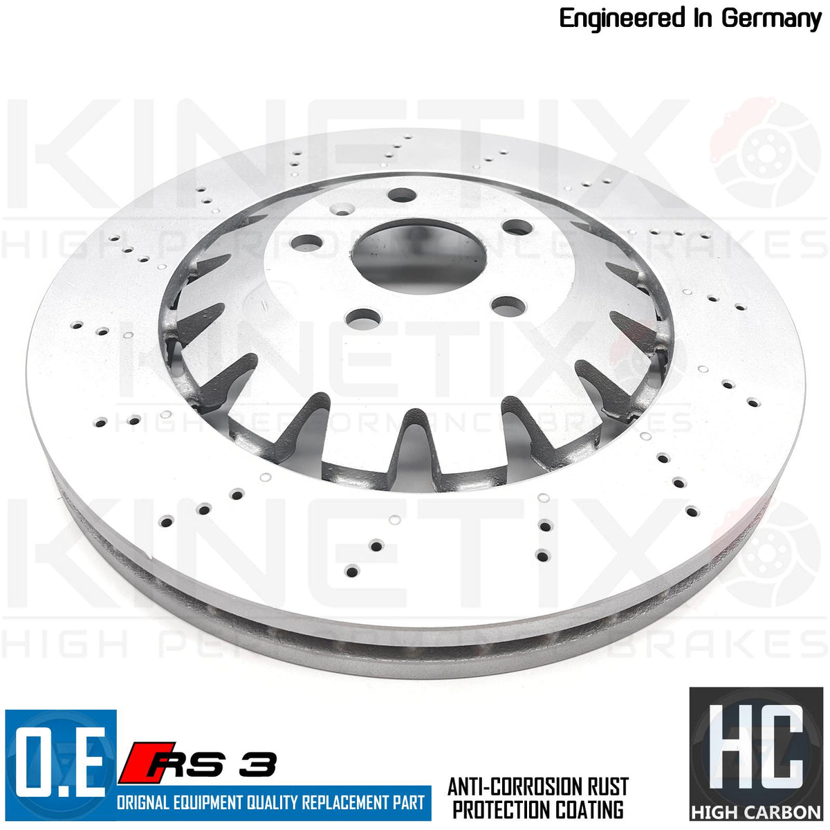 FOR AUDI RS3 8V 2017- FRONT DIMPLED DRILLED BRAKE DISCS APEC PADS 8V0615301P