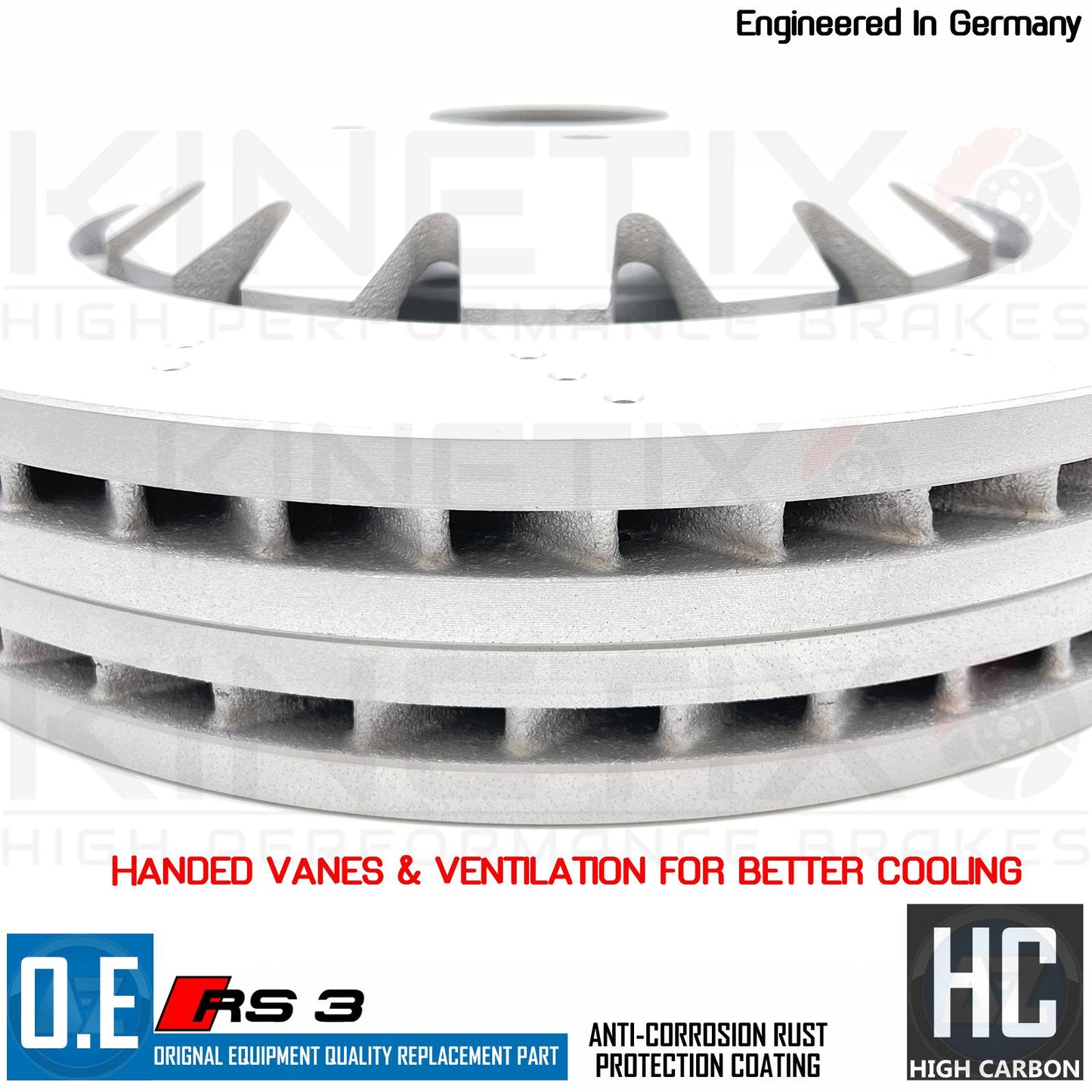 FOR AUDI RS3 8V 2017- FRONT DRILLED COATED BRAKE DISCS PAIR 8V0615301P 370mm