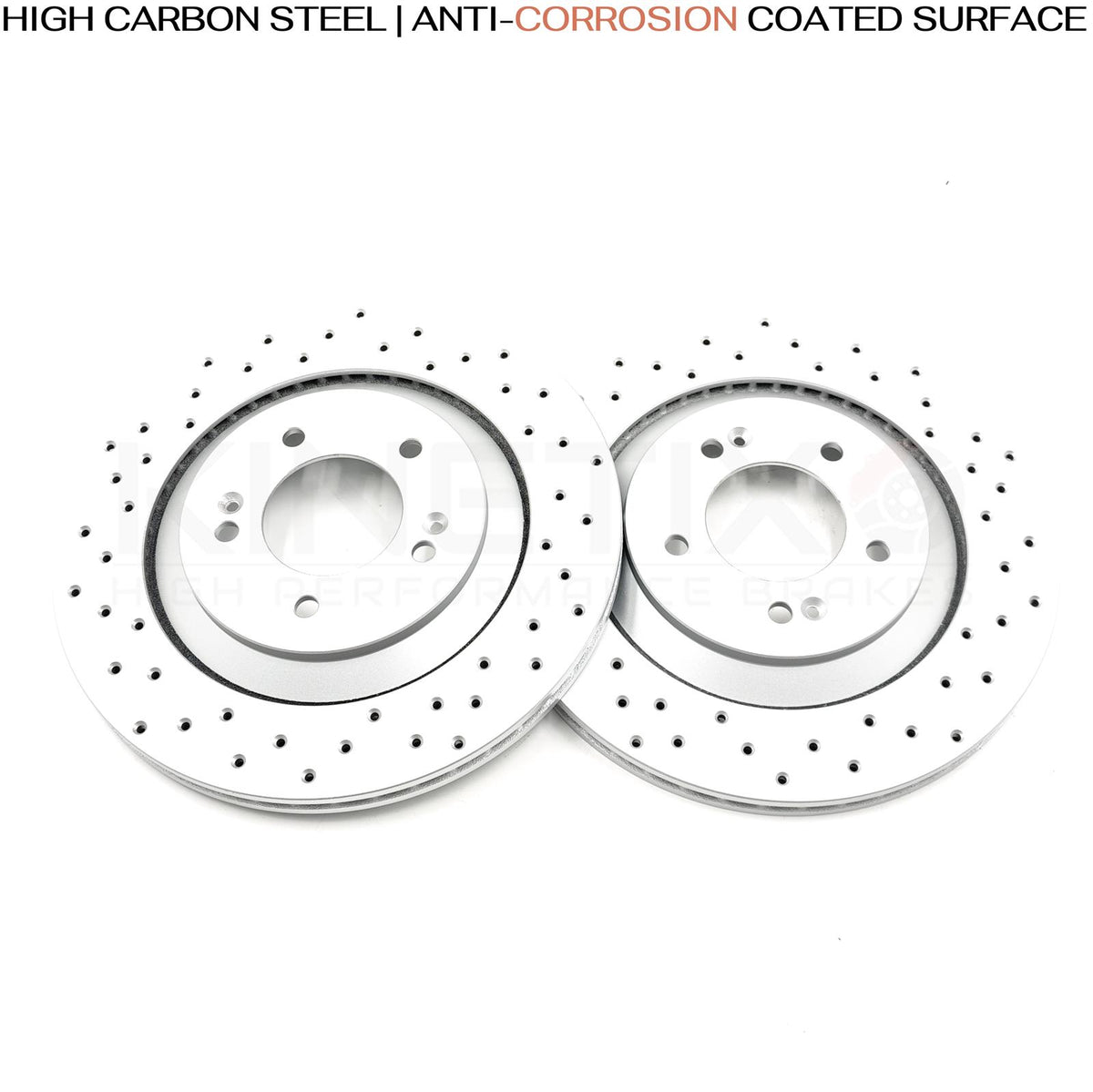 FOR HYUNDAI i30N KONA N PERFORMANCE DRILLED REAR BRAKE DISCS BLUEPRINT PADS