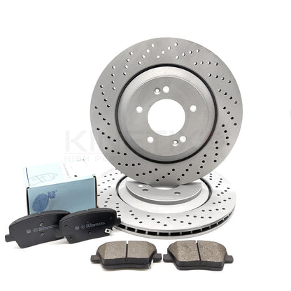 FOR HYUNDAI i30N KONA N PERFORMANCE DRILLED REAR BRAKE DISCS BLUEPRINT PADS