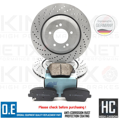 FOR HYUNDAI i30N KONA N PERFORMANCE DRILLED REAR BRAKE DISCS BLUEPRINT PADS