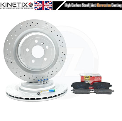 FOR MERCEDES GLE63 AMG REAR DRILLED GROOVED BRAKE DISCS PADS WIRE SENSOR 345mm