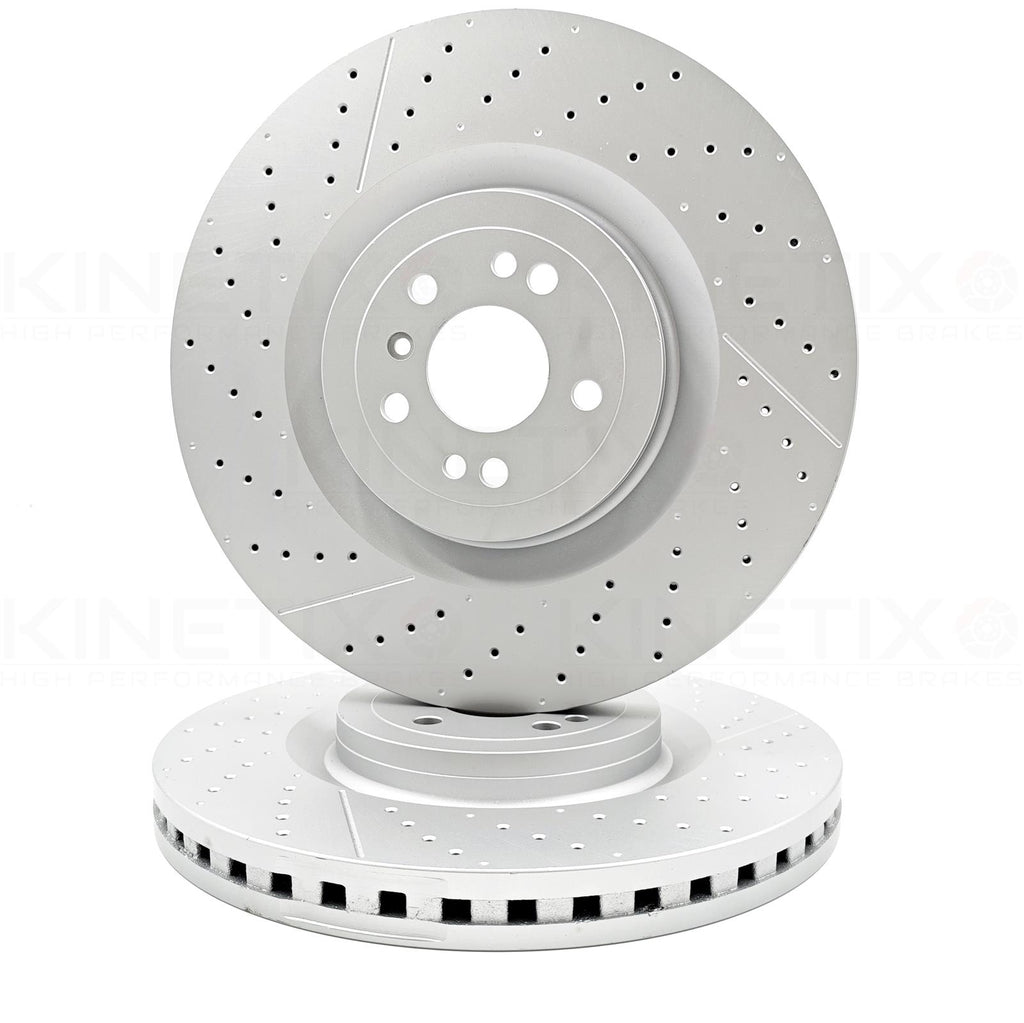 FOR MERCEDES GLE63 AMG FRONT DRILLED GROOVED COATED BRAKE DISCS PAIR 390mm