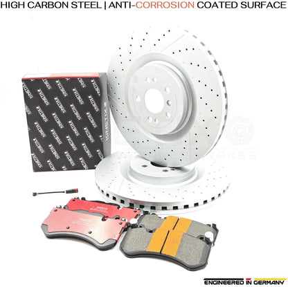 FOR MERCEDES GLE63 AMG HIGH CARBON FRONT DRILLED GROOVED COATED BRAKE DISCS PADS