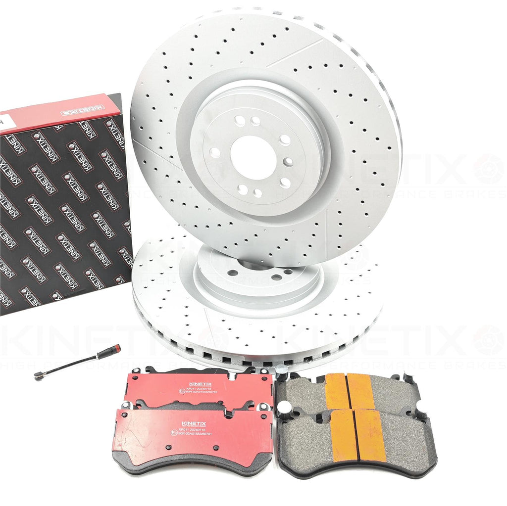 FOR MERCEDES ML63 AMG HIGH CARBON FRONT DRILLED GROOVED BRAKE DISCS PADS SENSOR