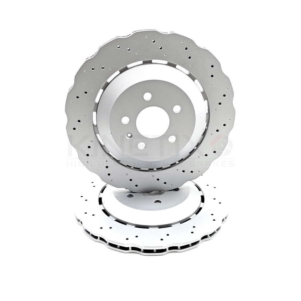 FOR AUDI RS6 C7 2013-2018 REAR WAVEY DRILLED BRAKE DISCS PAIR 356mm 4G0615601E