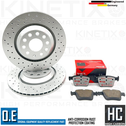 FOR VW TIGUAN 2016- CROSS DRILLED REAR BRAKE DISCS BREMBO XTRA PADS 310mm