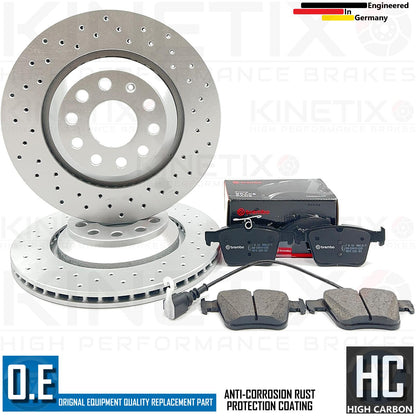 FOR AUDI RS3 8V CROSS DRILLED REAR BRAKE DISCS OEM BREMBO PADS 310mm