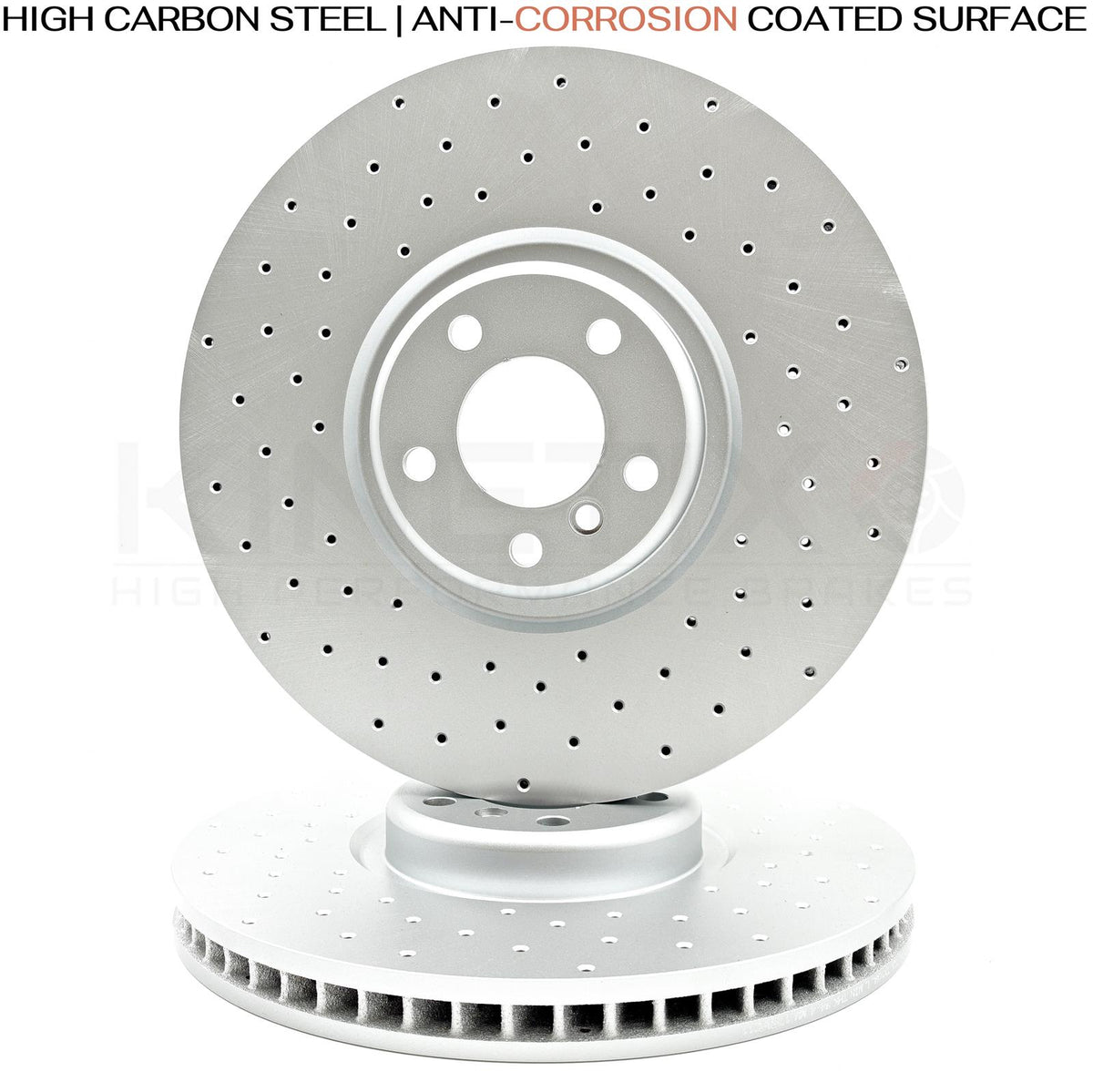 FOR BMW X6M 4.4 E71 E72 FRONT CROSS DRILLED PERFORMANCE BRAKE DISCS PAIR 395mm