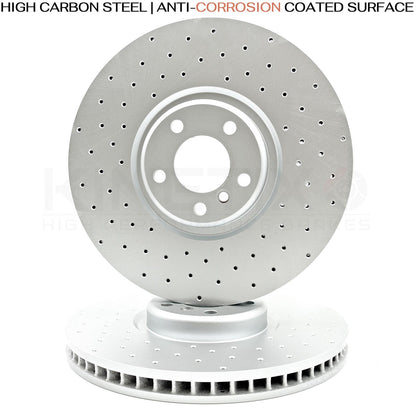 FOR BMW X5M 4.4 E70 FRONT CROSS DRILLED PERFORMANCE BRAKE DISCS PAIR 395mm