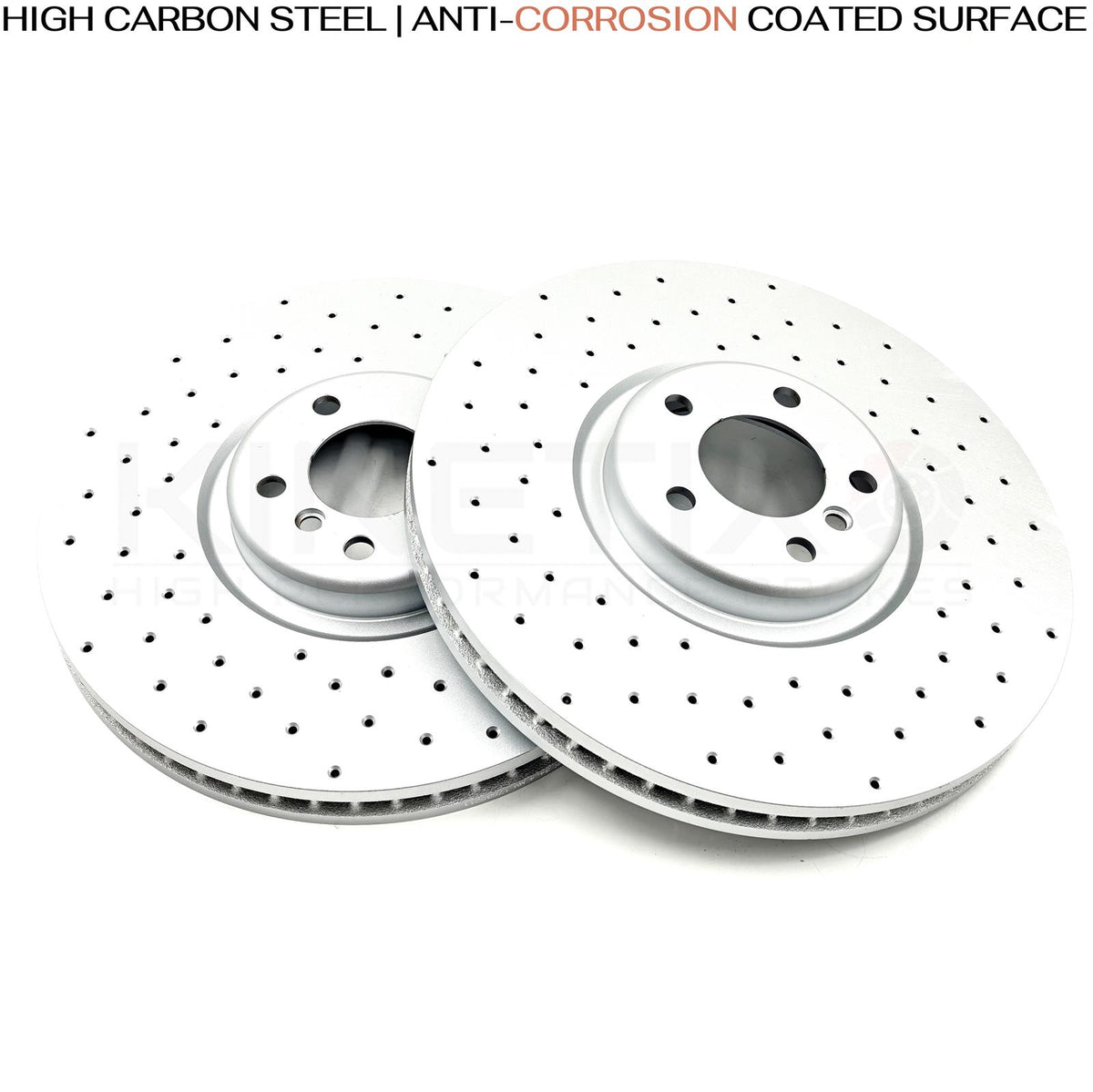 FOR BMW X6 M50d E71 E72 FRONT DRILLED PERFORMANCE BRAKE DISCS PAIR 395mm