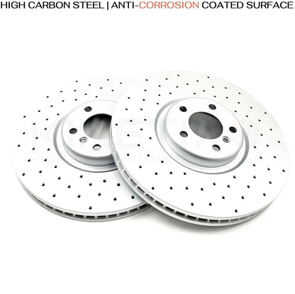 FOR BMW X5M 4.4 E70 FRONT CROSS DRILLED PERFORMANCE BRAKE DISCS PAIR 395mm