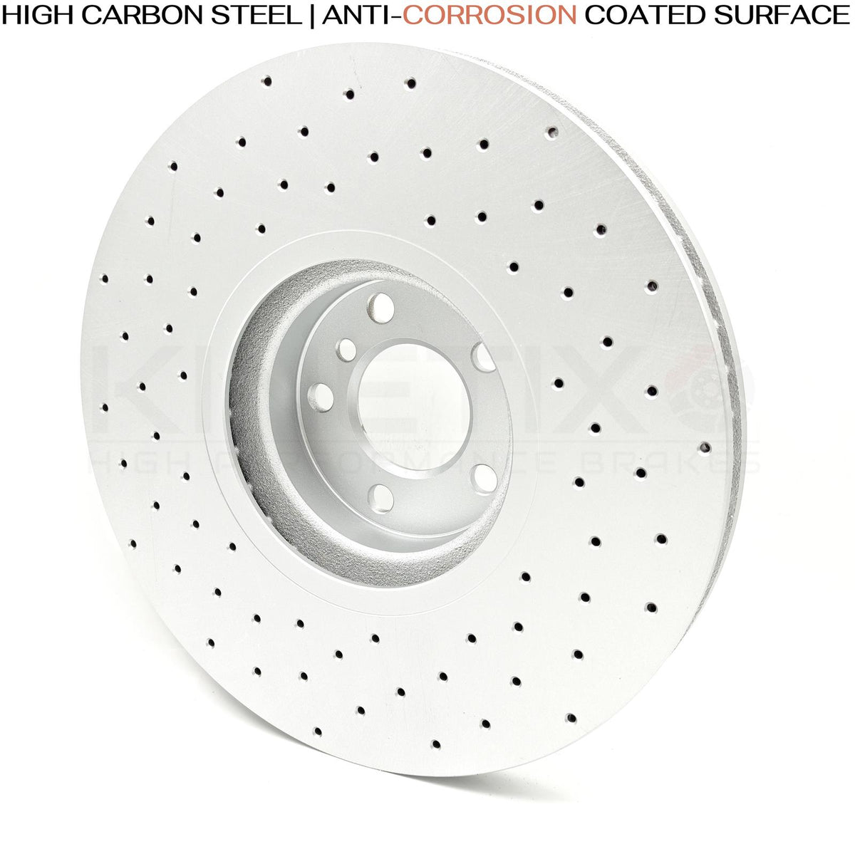FOR BMW X5M 4.4 E70 FRONT CROSS DRILLED PERFORMANCE BRAKE DISCS PAIR 395mm