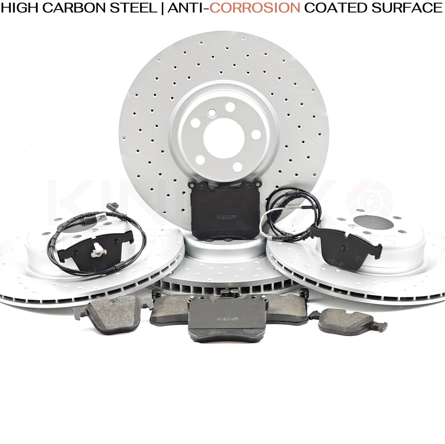 FOR BMW X5M X6M 4.4 E70 E71 E72 FRONT REAR BRAKE DISCS PADS SENSORS 395mm 385mm