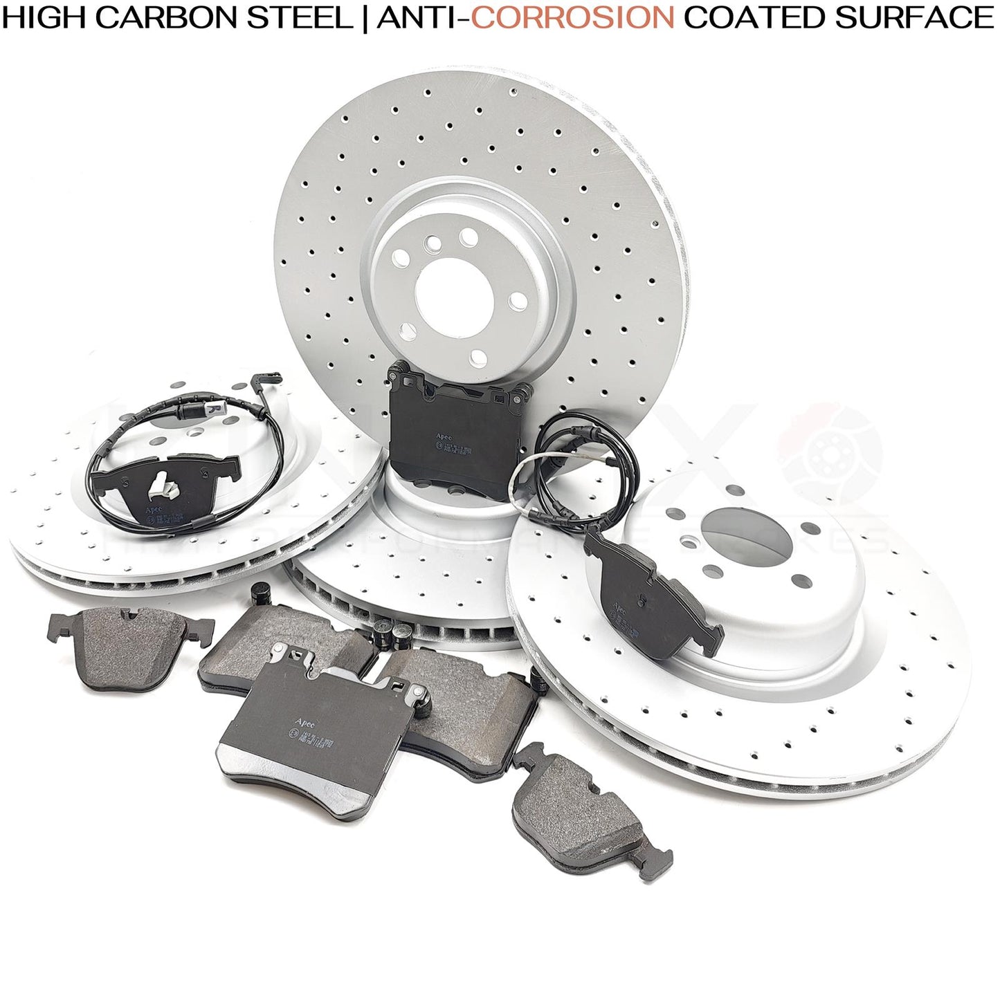FOR BMW X5M X6M 4.4 E70 E71 E72 FRONT REAR BRAKE DISCS PADS SENSORS 395mm 385mm