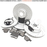 FOR BMW X5M X6M 4.4 E70 E71 E72 FRONT REAR BRAKE DISCS PADS SENSORS 395mm 385mm