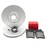 FOR BMW X5M 4.4 E70 FRONT DRILLED BRAKE DISCS PADS WEAR WIRE SENSOR 395mm