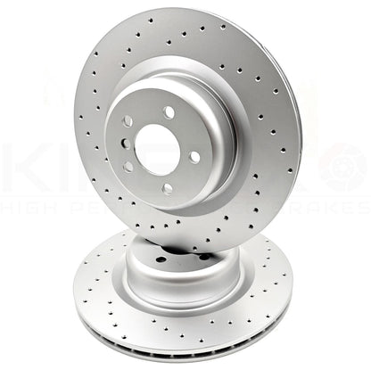 FOR BMW X5M X6M E70 E71 E72 REAR DRILLED PERFORMANCE BRAKE DISCS PAIR 385mm