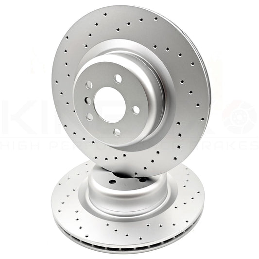 FOR BMW X6M E71 E72 (09-2014) CROSS DRILLED REAR BRAKE DISCS PAIR 385mm X 24mm