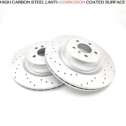 FOR BMW X5M X6M E70 E71 E72 REAR DRILLED PERFORMANCE BRAKE DISCS PAIR 385mm