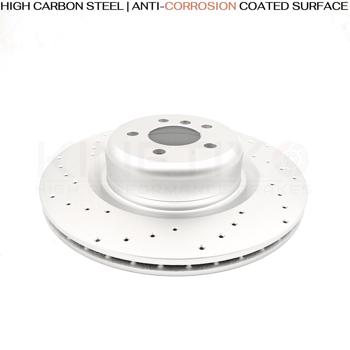 FOR BMW X5M X6M E70 E71 E72 REAR DRILLED PERFORMANCE BRAKE DISCS PAIR 385mm