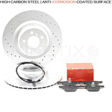 FOR BMW X5M 4.4 E70 REAR DRILLED BRAKE DISCS PADS WEAR SENSOR WIRE 385mm