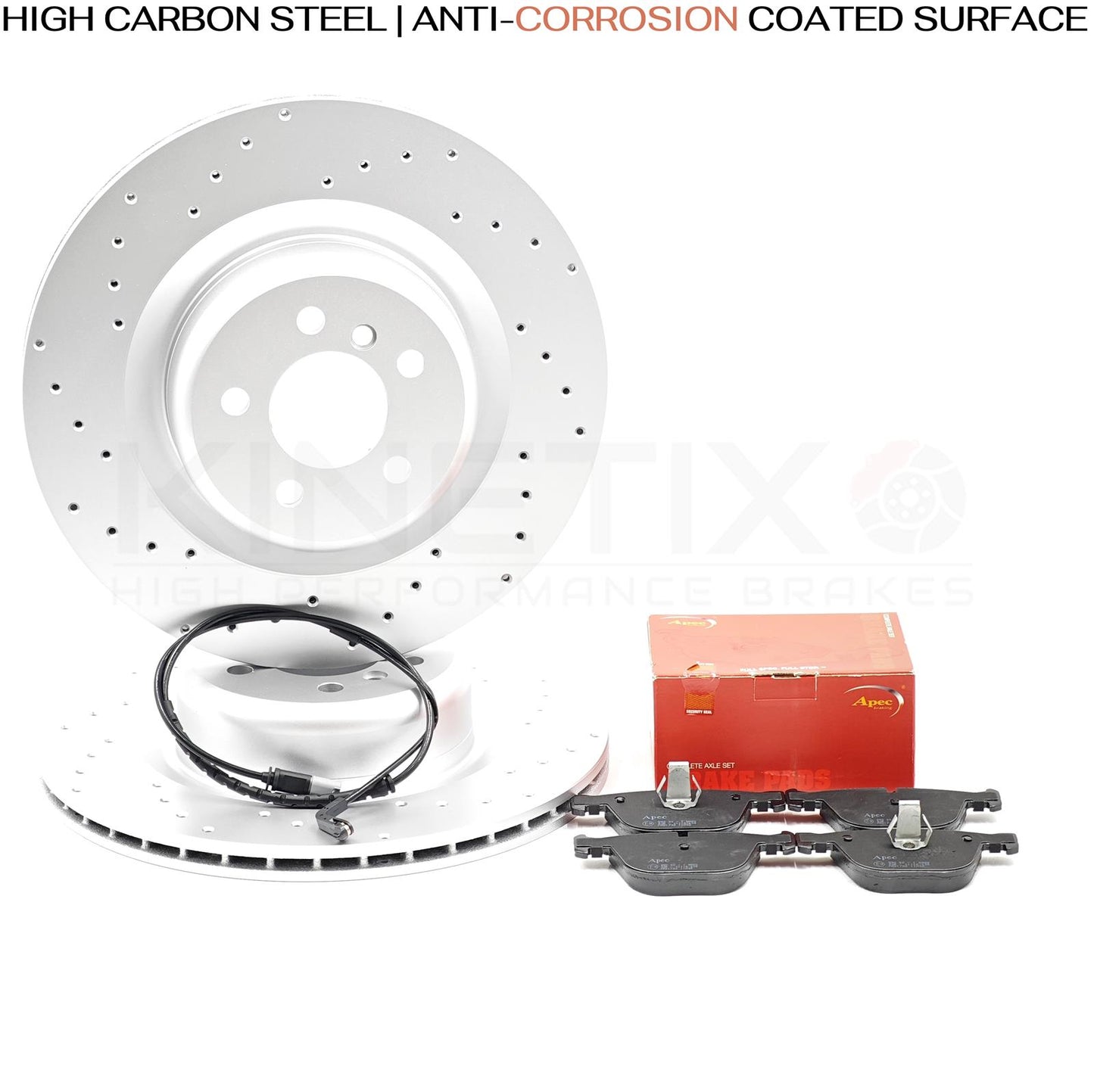 FOR BMW X5M 4.4 E70 REAR DRILLED BRAKE DISCS PADS WEAR SENSOR WIRE 385mm