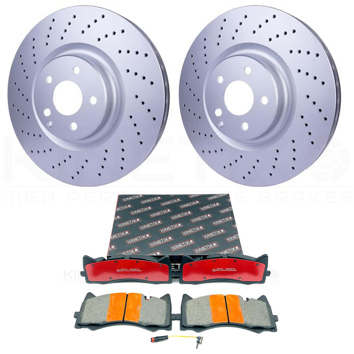 FOR MERCEDES C63 S C63 AMG 2014-23 FRONT BRAKE DISCS KINETIX PADS & SENSOR 360mm