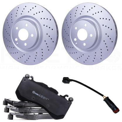 FOR MERCEDES C63 E55 E63 CLS63 AMG FRONT BRAKE DISCS BREMBO PADS SENSOR 360mm