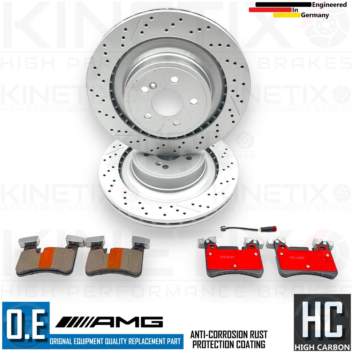 FOR MERCEDES CLS63 CLS65 E63 AMG DRILLED GROOVED REAR BRAKE DISCS PADS 360mm