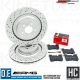 FOR MERCEDES CLS63 CLS65 E63 AMG DRILLED GROOVED REAR BRAKE DISCS BREMBO PADS