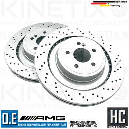 FOR MERCEDES CLS63 CLS65 E63 AMG DRILLED GROOVED REAR BRAKE DISCS BREMBO PADS