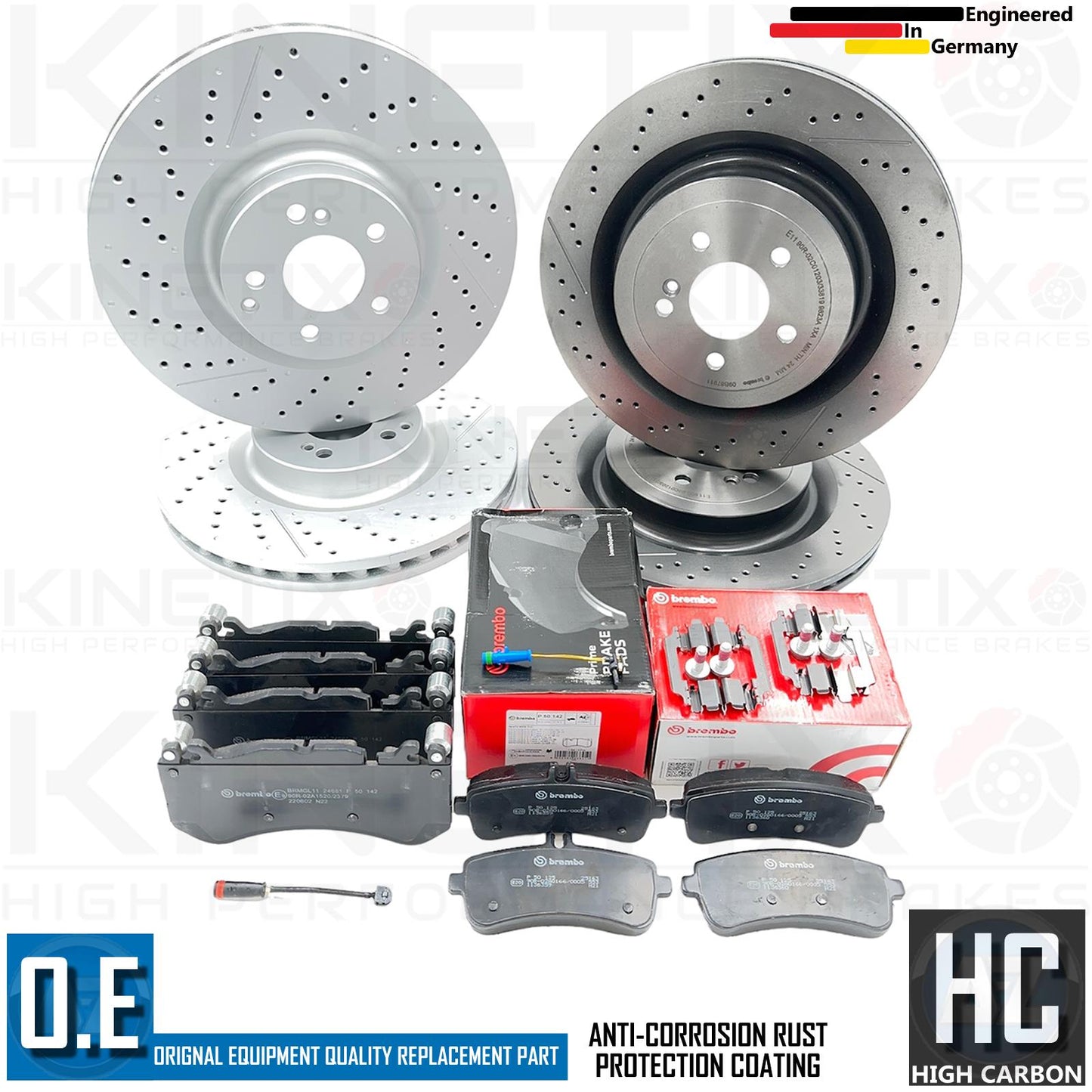 FOR MERCEDES C63 C63S AMG FRONT REAR BRAKE DISCS BREMBO PADS SENSORS 360mm 360mm