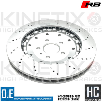 FOR AUDI R8 (4S) 15-2020 CROSS DRILLED REAR BRAKE DISCS PAIR 356mm 4S0615601B