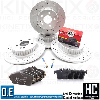 FOR MERCEDES C180 BlueTEC d DRILLED FRONT REAR BRAKE DISCS MINTEX PADS 305m 300m