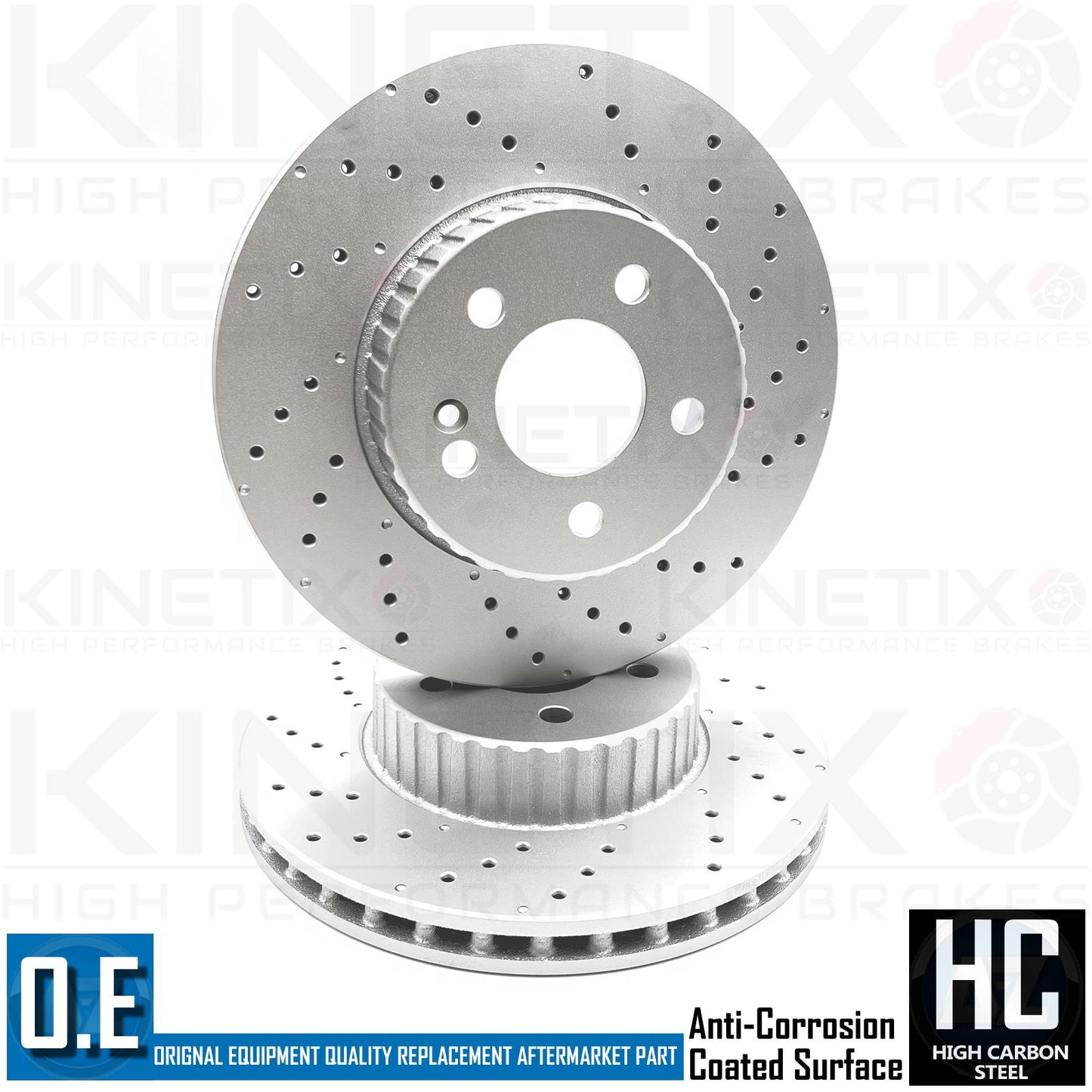 FOR MERCEDES C E CLASS FRONT DRILLED BRAKE DISCS PAIR 305mm A0004212512