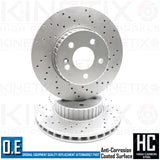 FOR MERCEDES E200 DRILLED FRONT REAR BRAKE DISCS MINTEX PADS WIRES 305mm 300mm