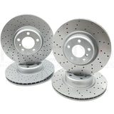 FOR BMW 430d M SPORT FRONT REAR CROSS DRILLED BRAKE DISCS MINTEX PADS SENSORS