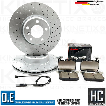 FOR BMW 328i F30 F31 F34 M SPORT DRILLED FRONT BRAKE DISCS BREMBO PADS & SENSOR