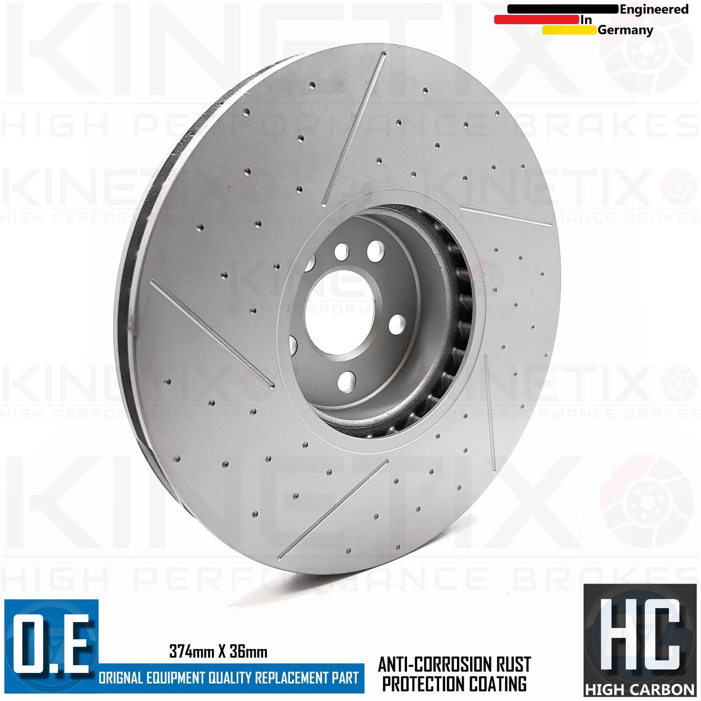 BMW 545e G30 M SPORT M PERFORMANCE DIMPLED GROOVED FRONT BRAKE DISCS BREMBO PADS & WEAR SENSOR LEAD 374mm X 36mm