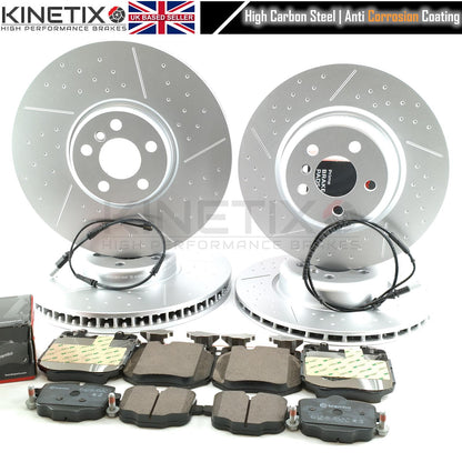FOR BMW 750Ld G11 G12 DIMPLED GROOVED M SPORT M PERFORMANCE FRONT REAR BRAKE DISCS BREMBO PADS & WEAR SENSOR LEADS 374mm 345mm